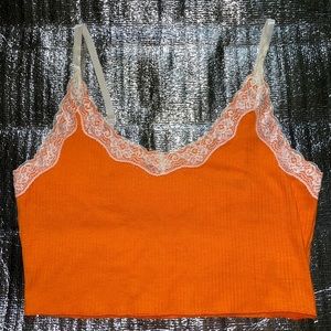 Orange lace crop top